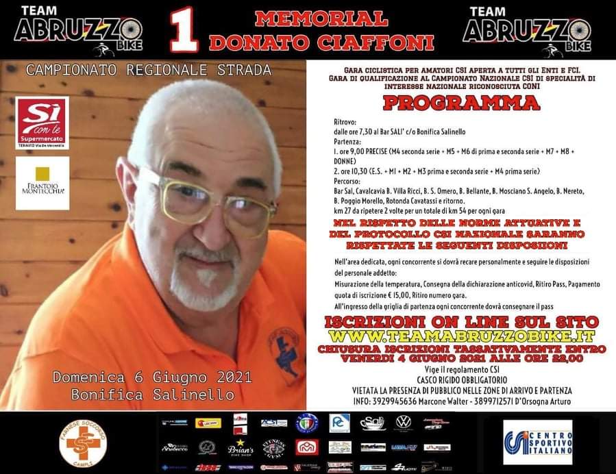 1° Memorial Donato Ciaffoni Campionato Strada CSI 1