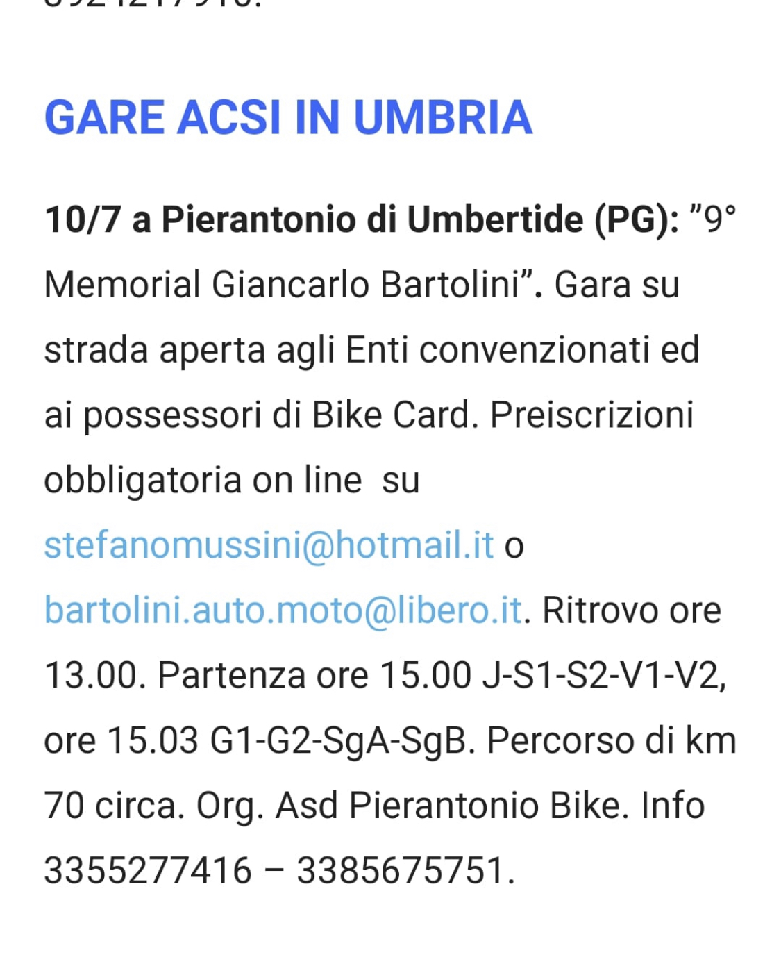 Memorial Giancarlo Bertolini 1