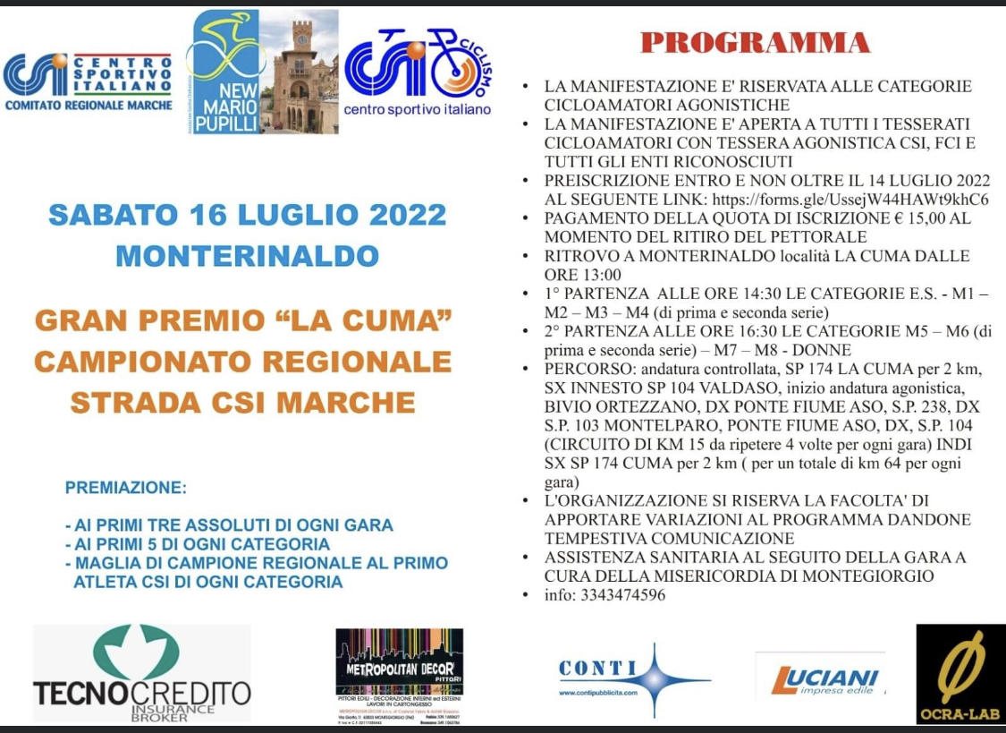 G.P. La Cuma Campionato Regionale Strada CSI 1