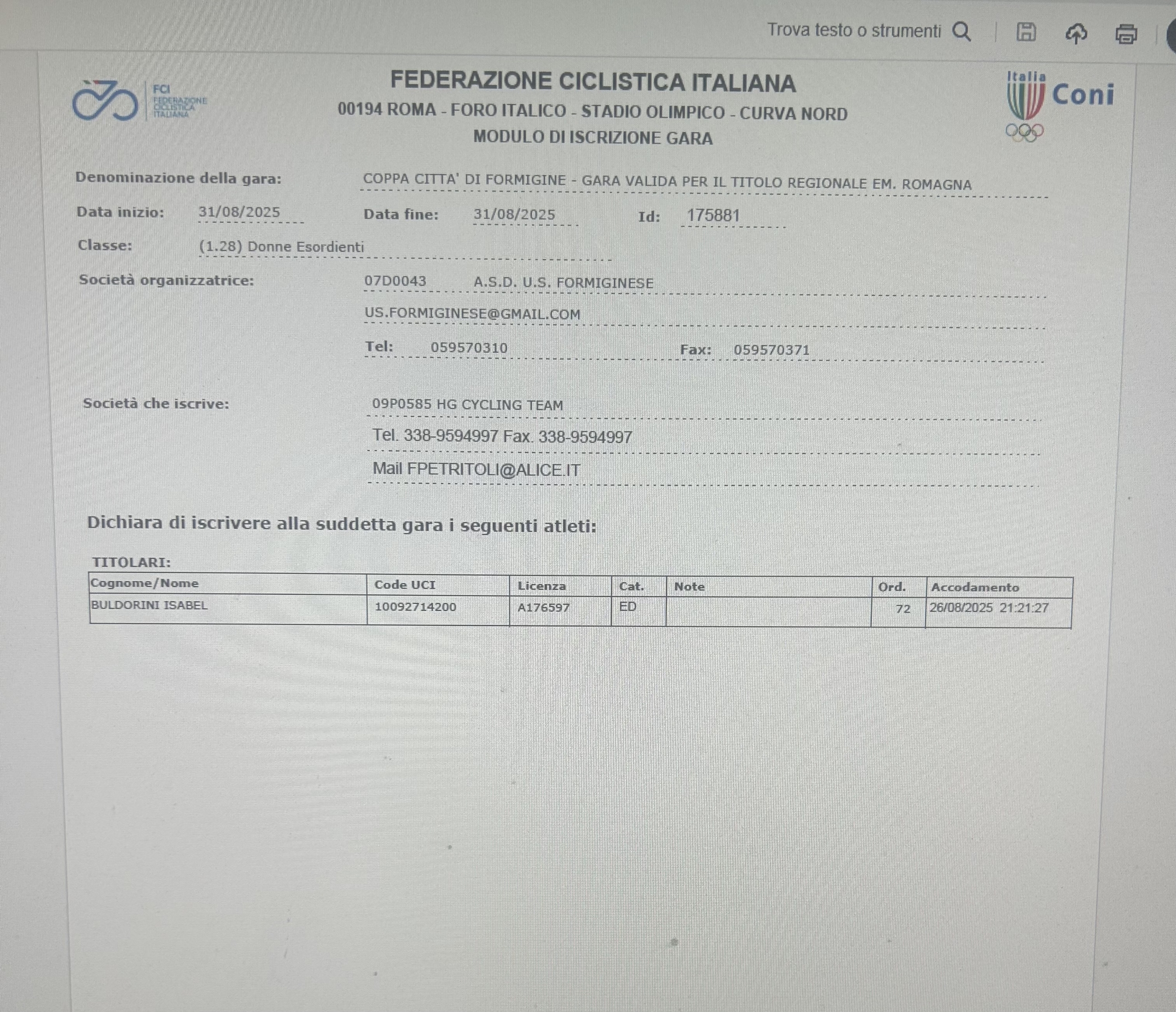 Coppa Citta' Di Formigine 1